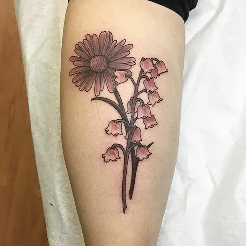 Daisy and Lily of the Valley Tattoo 33