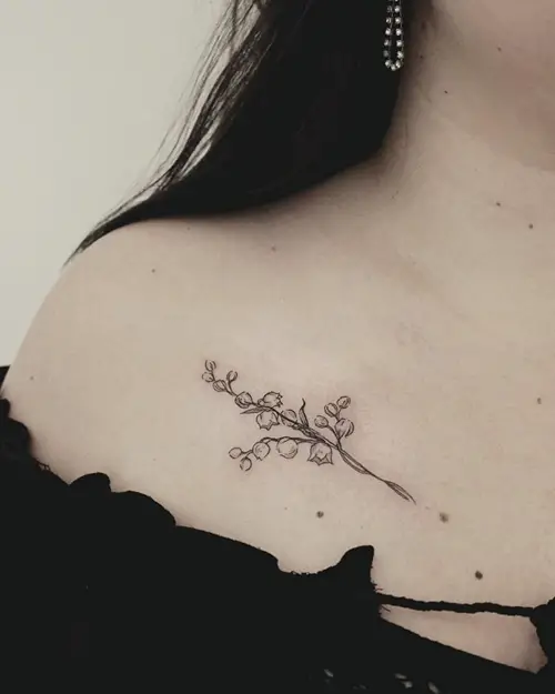 Delicate Lily of the Valley Collar Art tattoo 35