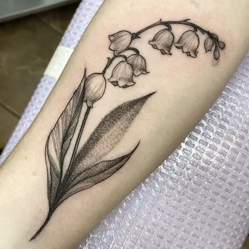 Shaded Lily of the Valley tattoo