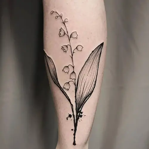 Black and White Lily of the Valle Tattoo 5