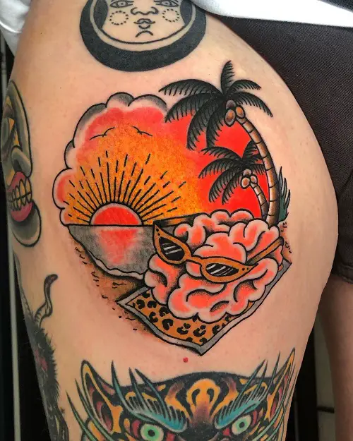Brain Chilling on a Palm Beach tattoo 9