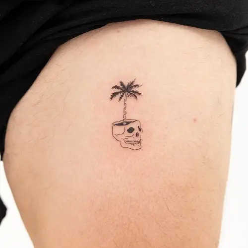 Palm Tree Growing From a Skull tattoo 3