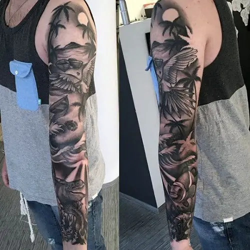 Palm Tree Landscape tattoo 17