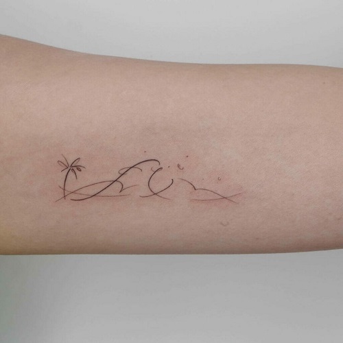 Palm Tree Scribble tattoo 23