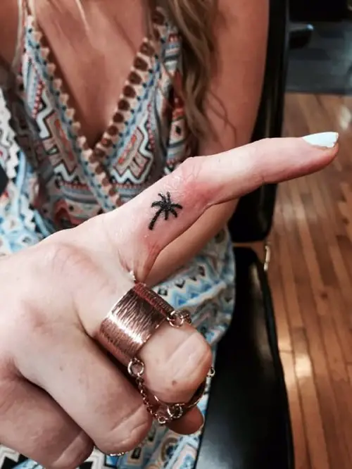 Palm Tree on Finger tattoo 15