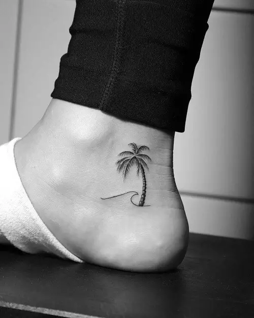Palm Tree with Minimal Wave tattoo 5