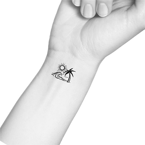 Tiny Palm Tree Beach Idea tattoo 27