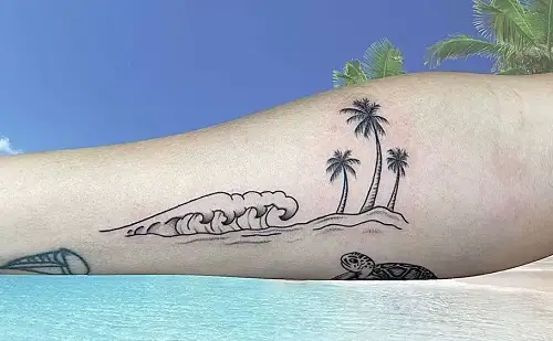 Waves with Palm Trees tattoo