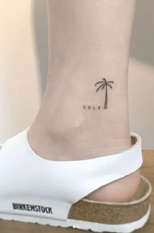 YOLO with Palm Tree tattoo