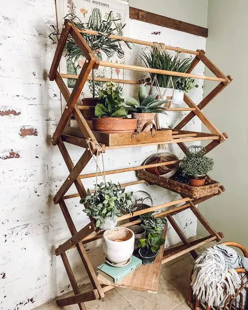 Upcycled Foldable Rack Plant Stands for Multiple Plants 13