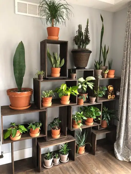 Wood Box Planter Stands for plant
