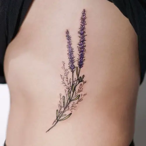 Side Body Tattoo with Rosemary and Lavender