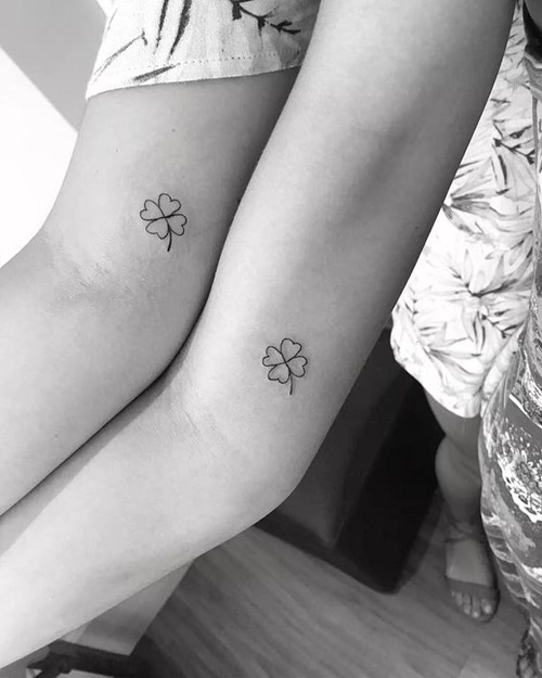 Couple Matching Four Leaf Clover Inks Tattoo 13