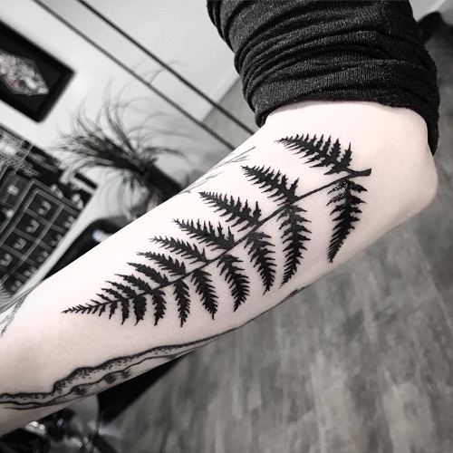 Dark Fern on the Arm tattoo