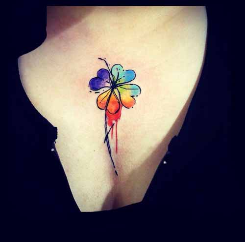 Colorful Chest Piece Tattoo 21