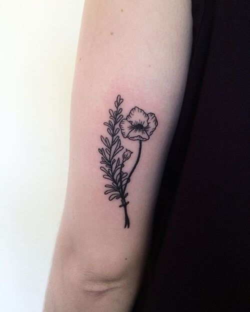 Poppy and Rosemary Design tattoo