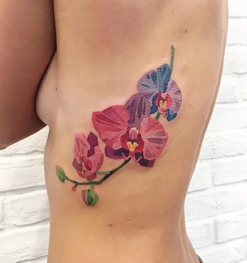 Pink and Blue Orchid Piece