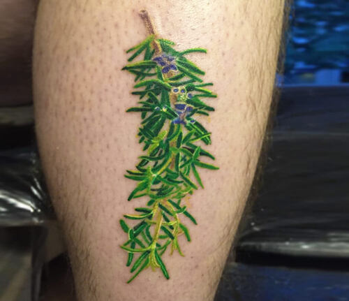 Colored Rosemary tattoo