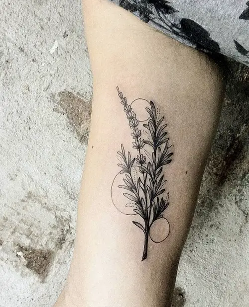 Rosemary with Geometric Rings tattoo