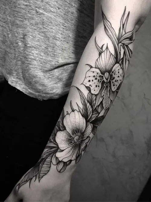 Sleeve Full of Orchids Tattoo 9