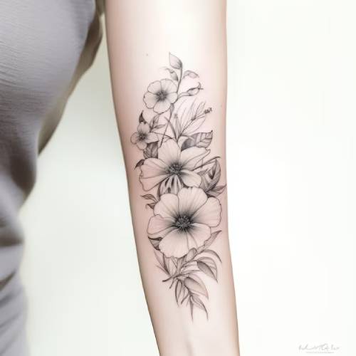 Black and White Petunia Tattoo 