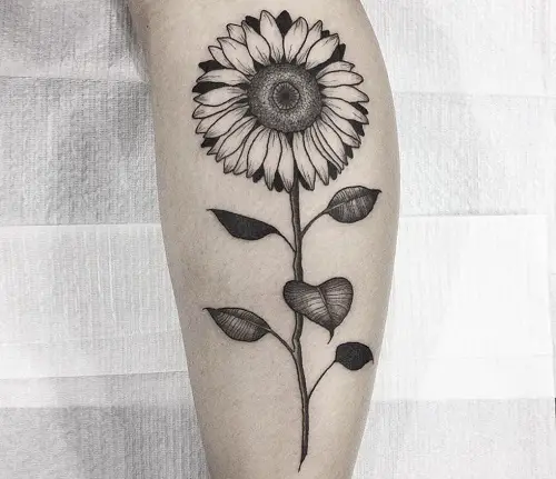 14 Black and White Sunflower Tattoo