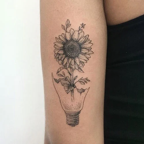 Black and White Sunflower in a Bulb
