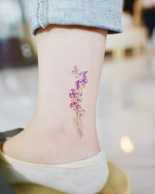 Delicate April Birth Flower on the Ankle