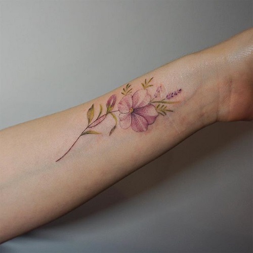 Delicate Pink Petunia tattoo