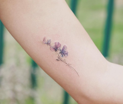 birth month Light Sweet Pea Tattoo