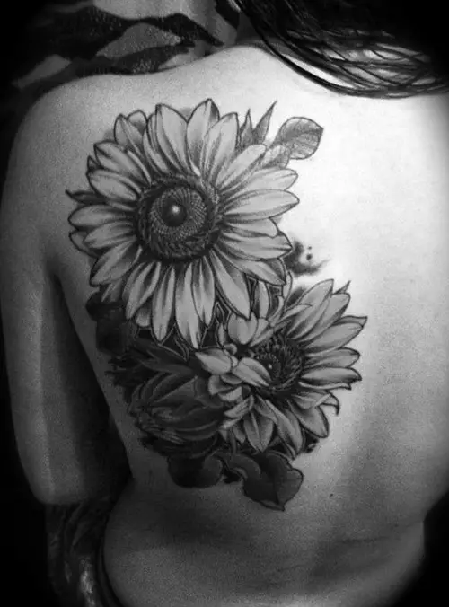 Massive Sunflower Back Tattoo