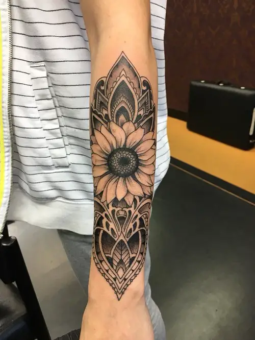 Massive Sunflower Forearm Piece tattoo
