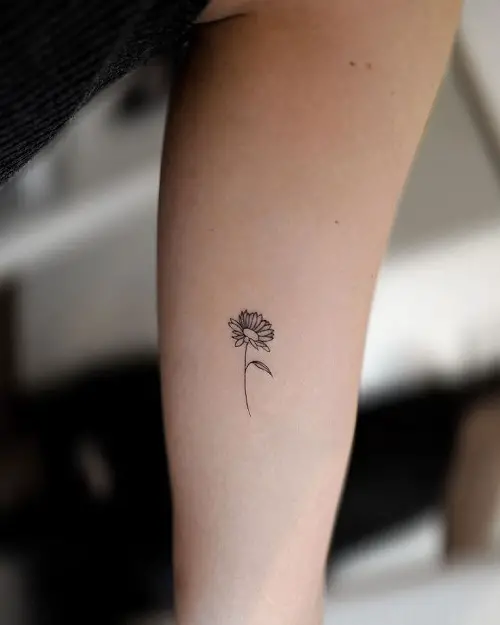 Mini Black and White Sunflower Tattoo