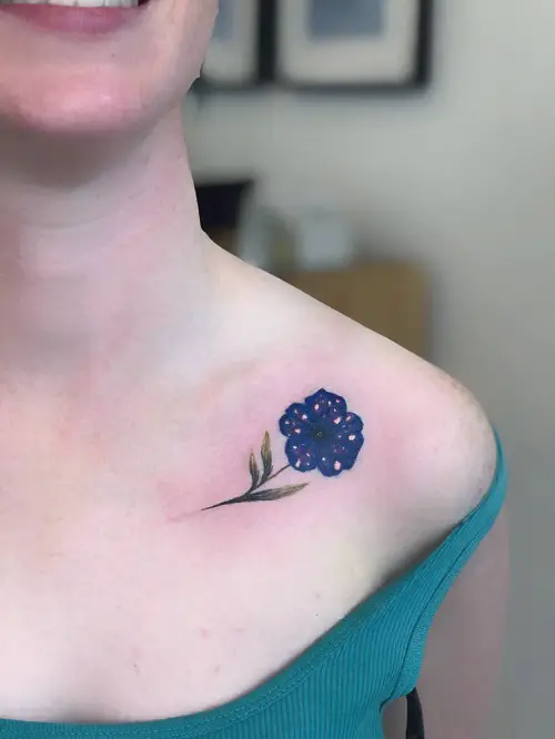 Petunia Night Sky on Collar Bone Tattoo 13