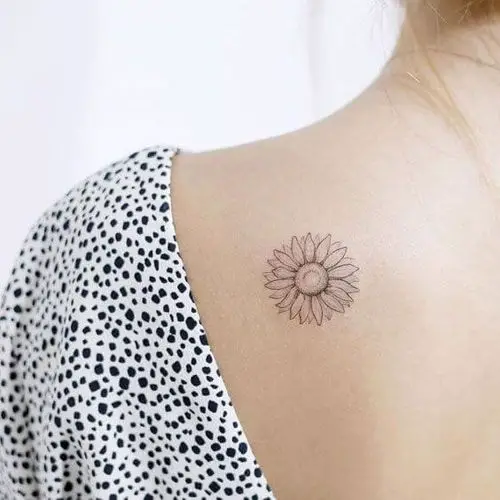Minimal Sunflower tattoo on back