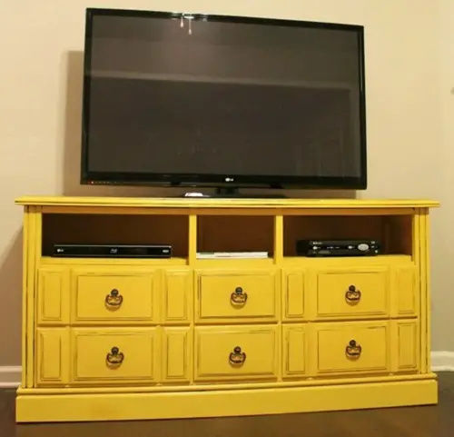 Painted and Glazed TV Stand as dresser