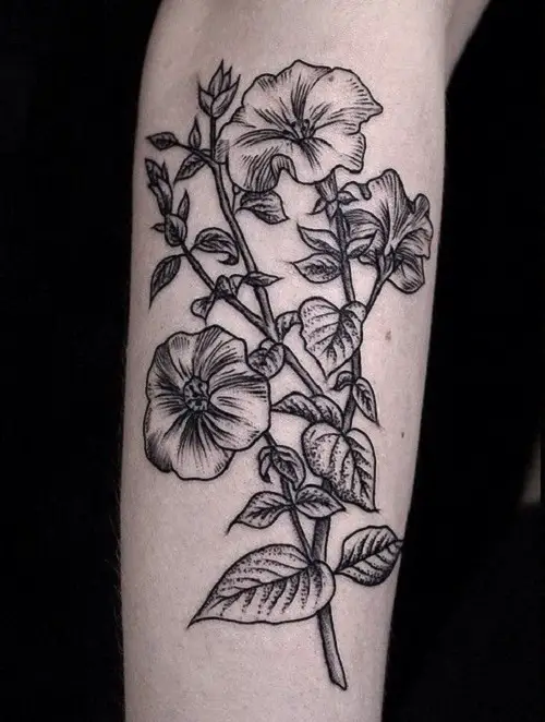 Petunia Flowers on the Sleeve tattoo