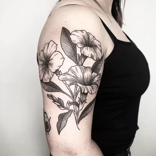 Petunias in Line Art Tattoo 25