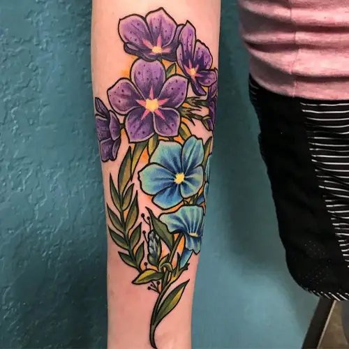 Purple and Blue Petunias Tattoo 23