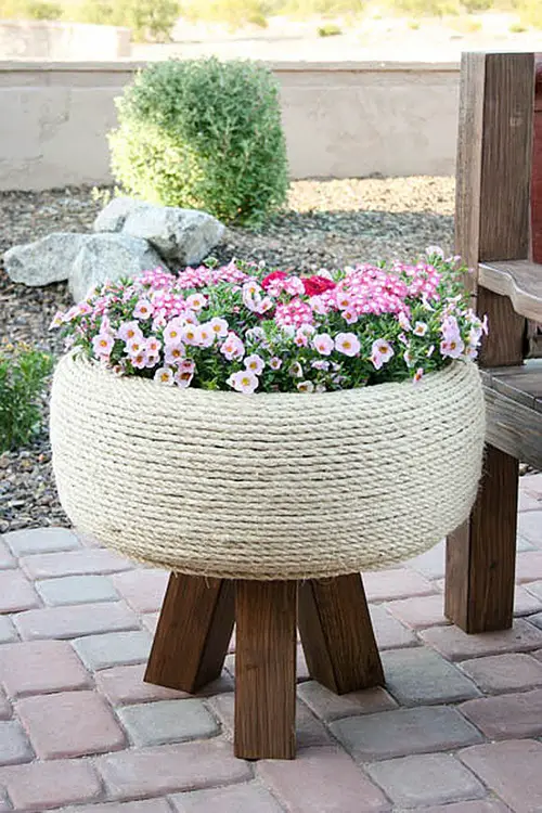 Recycled Tire Plant Stand