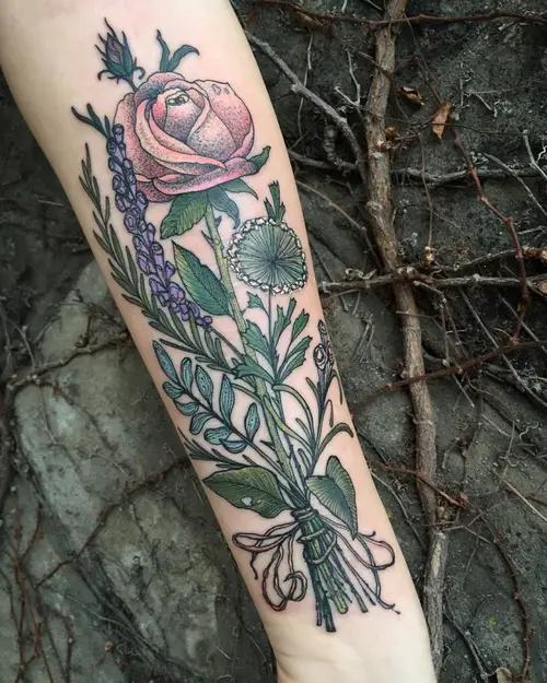 Rosemary Herb Bouquet Tattoo