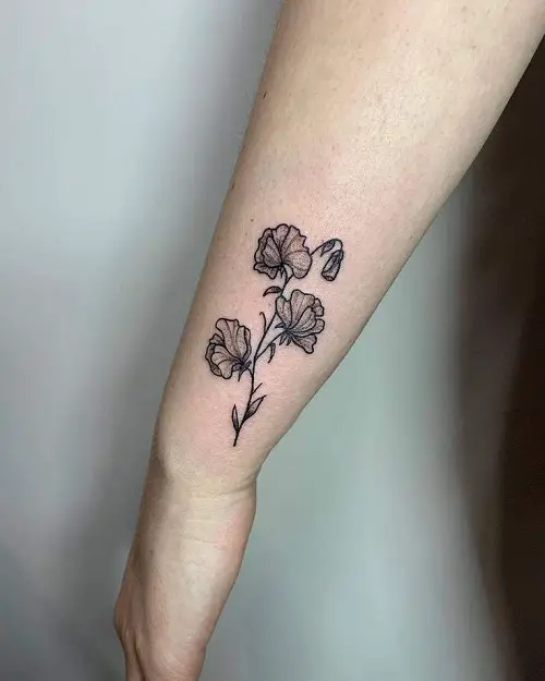 Shaded Sweet Pea on the Wrist tattoo ideas