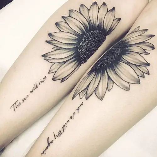 Sunflower Halves for Couples Tattoo