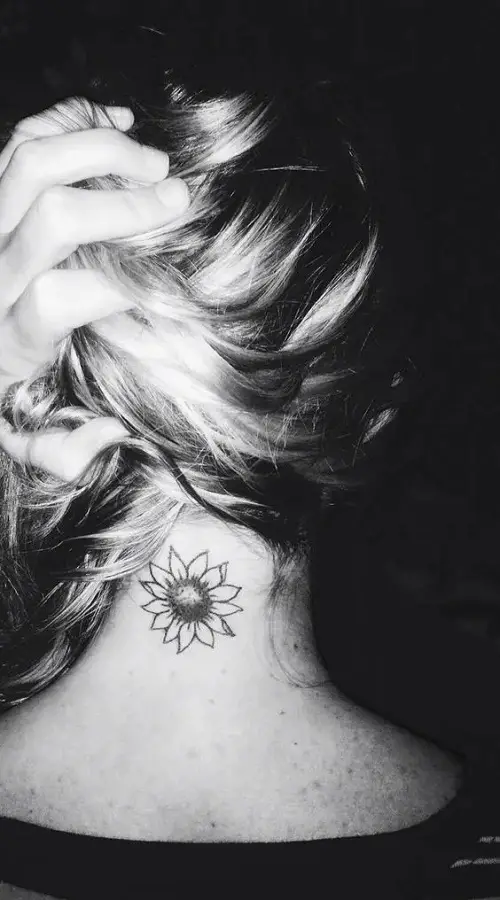 Sunflower on the Neck tattoo