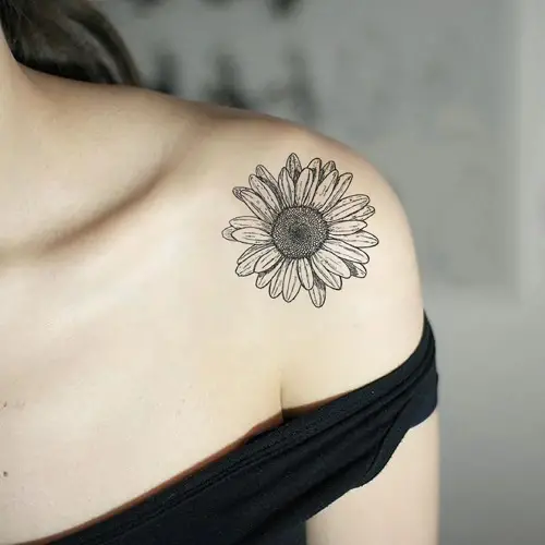 Sunflower on the Shoulder Tattoo 39