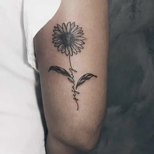 Sunflower with Name Tattoo