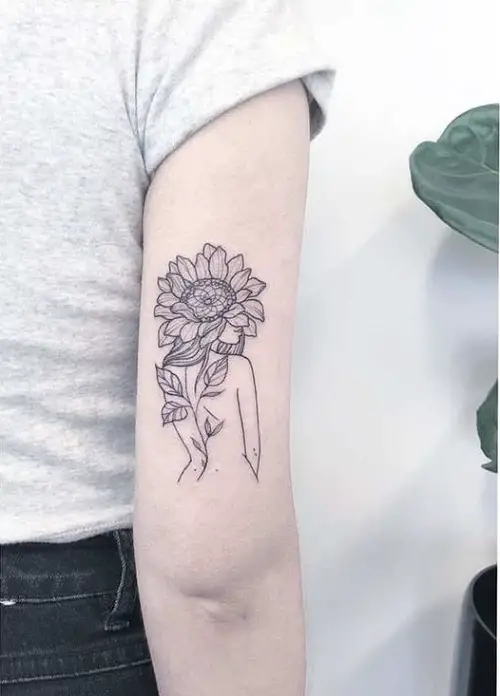 Sunflower with Woman’s Body tattoo