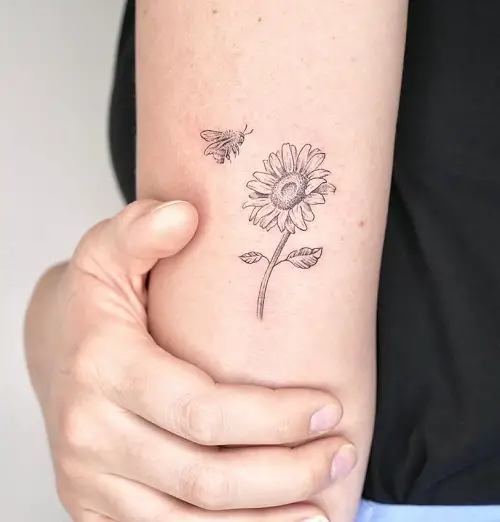 2 Sunflower with a Bee Tattoo