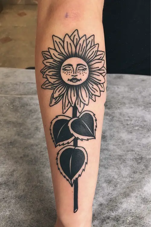 16 Sunflower with a Face Tattoo