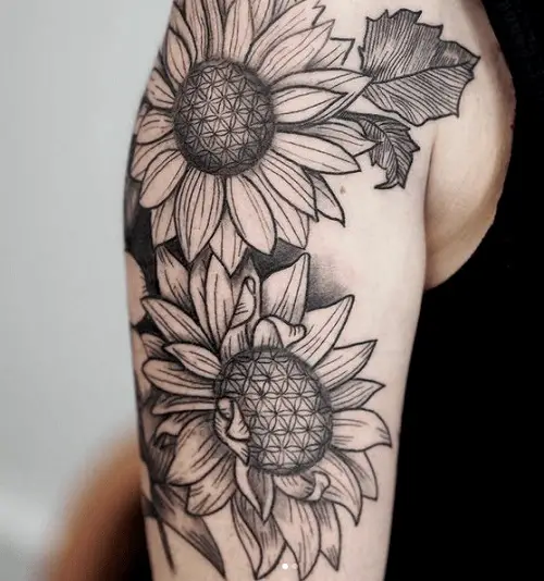 Sunflowers Shoulder Piece Tattoo 22